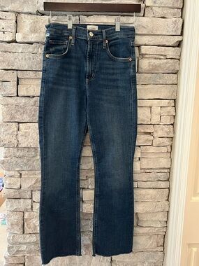 Citizens of Humanity Isola Cropped Straight Leg High Rise Jeans Size 25 Raw Hem